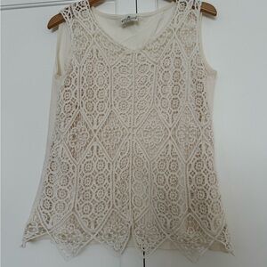 Elegant Cream Lace for Sleeveless Top